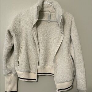 Athleta Ivory Sherpa Zip-Up Jacket